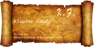 Klopfer Fabó névjegykártya